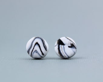 Marble Earrings, Black and White Marble Earrings, Marble Studs, Black and White Earrings, Monochrome Earrings, Minimalist Earrings