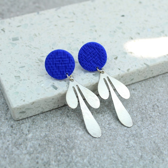 Cobalt blue statement earrings discount