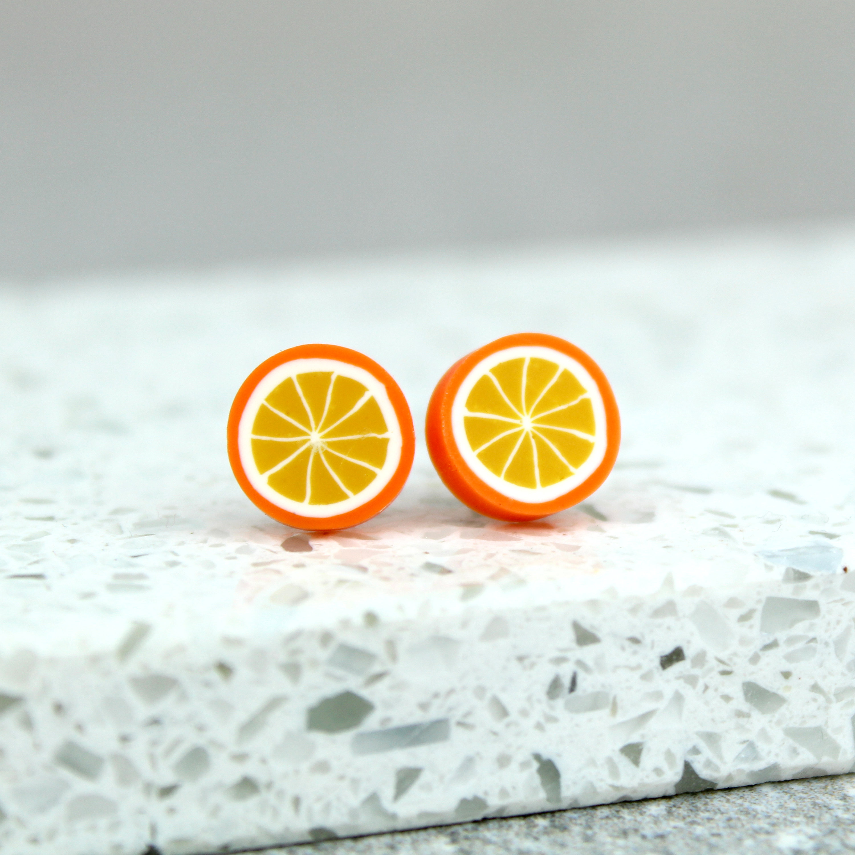 Orange Earrings Orange Studs Orange Fruit Earrings Kitsch Etsy UK