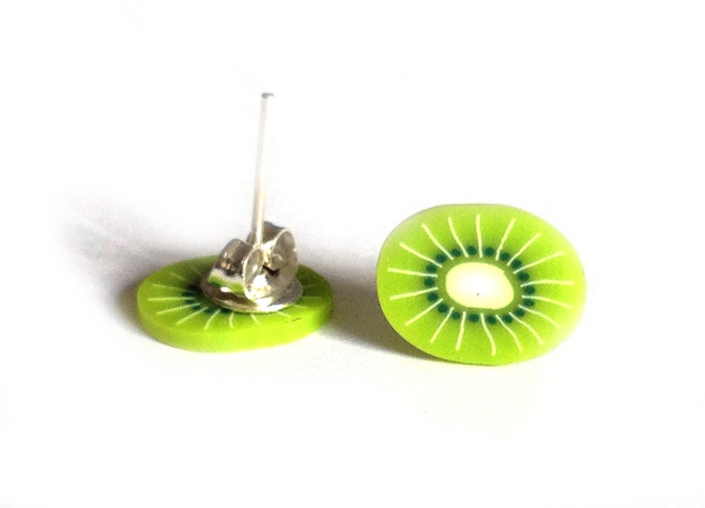 Kiwi Fruit Earrings Kiwi Fruit Studs Cute Earrings Kiwi Etsy