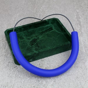 Cobalt Blue Polymer Clay Statement Necklace: Handmade Geometric Choker Matte finish, Lightweight Curve necklace