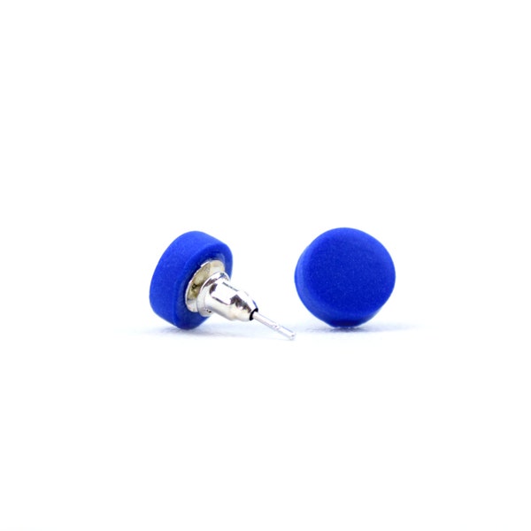 Cobalt Blue Earrings, Round Blue Studs, Minimalist Studs, Cobalt Earrings, Cobalt Accessories, Simple Earrings, Letterbox gifts, Cobalt dots