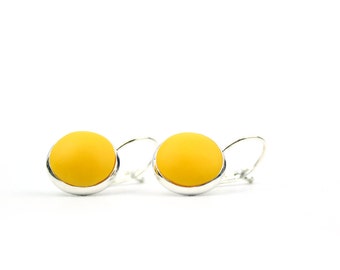 Mustard yellow drop earrings, yellow lever back earrings, mustard earrings, clip back earrings, yellow drop earrings, lever back earrings