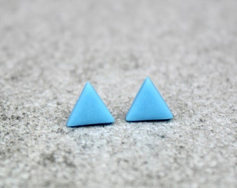 Neon Blue Triangle Earrings, Fluorescent Blue Triangle Earrings, Blue Triangle Earrings, Fluorescent Triangle Earrings, Festival Jewellery