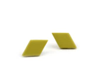 Geometric Olive earrings, Olive studs, Geometric studs, Diamond shape earrings, Olive green earrings, minimalist earrings, green earrings