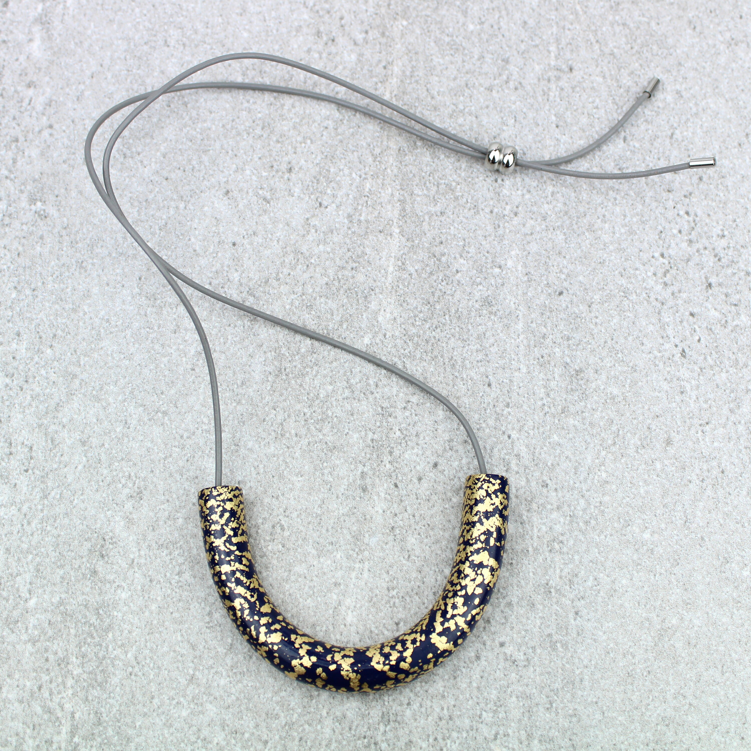 Navy and Gold Statement Necklace Navy and Gold Curve Etsy UK