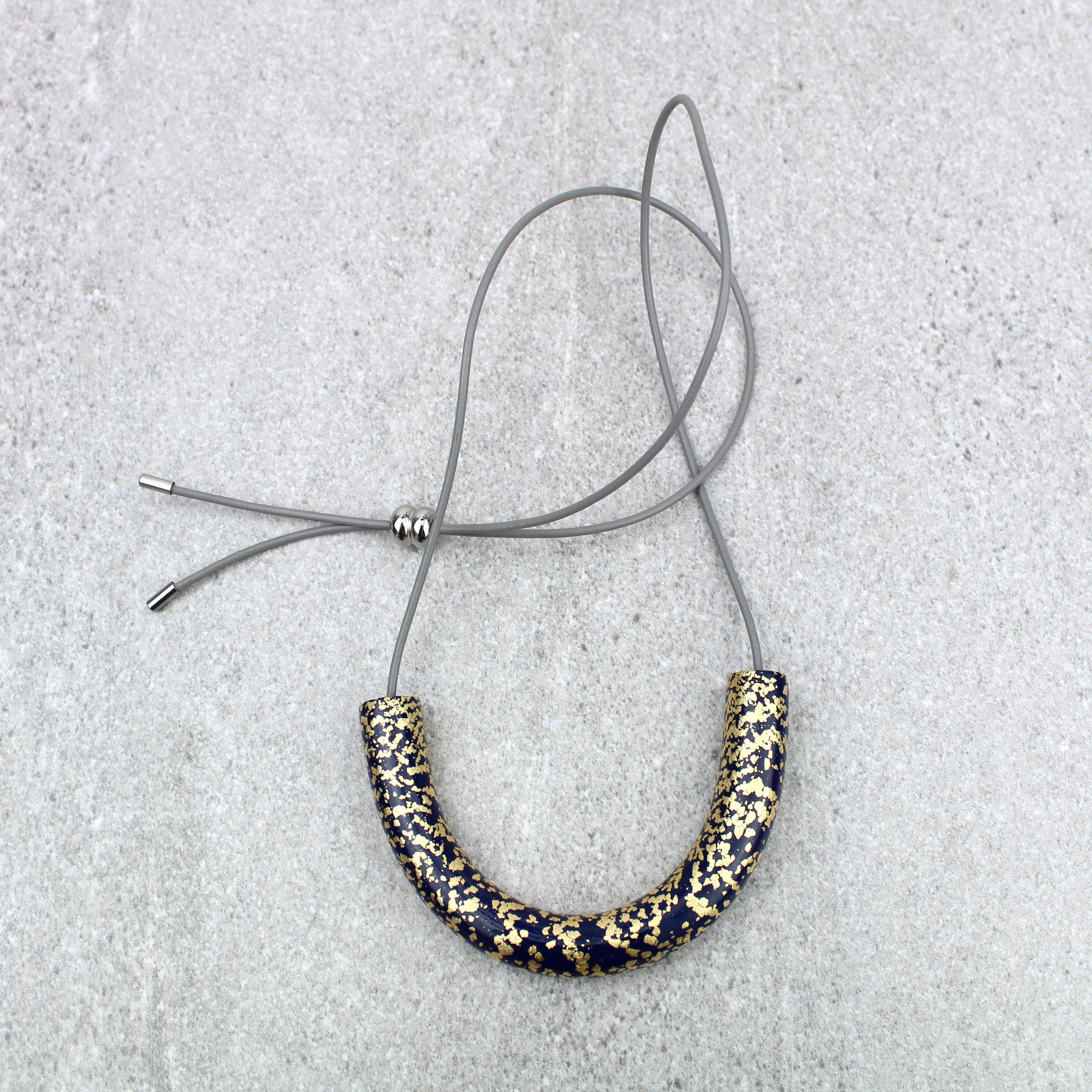 Navy and Gold Statement Necklace Navy and Gold Curve Etsy UK