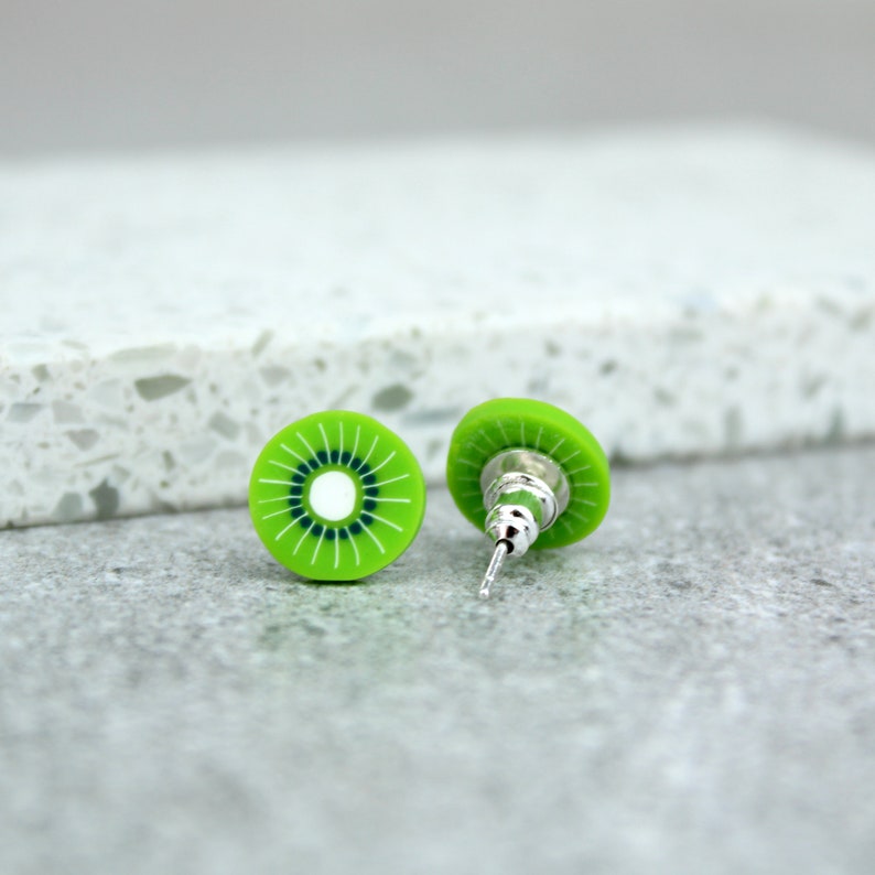 Kiwi Fruit Earrings Kiwi Fruit Studs Cute Earrings Kiwi Etsy