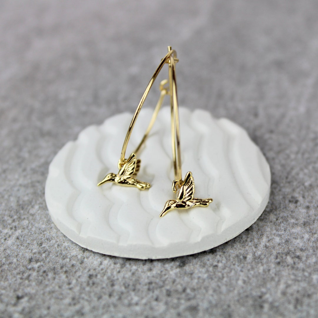 Hummingbird Earrings, Gold Hummingbird Earrings, Gold Bird Earrings