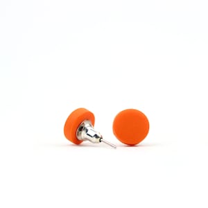 Orange Earrings, Round Orange Earrings, Orange Dots, Orange Studs, Orange Accessories, Minimalist Earrings, Everyday Studs, Matte Earrings