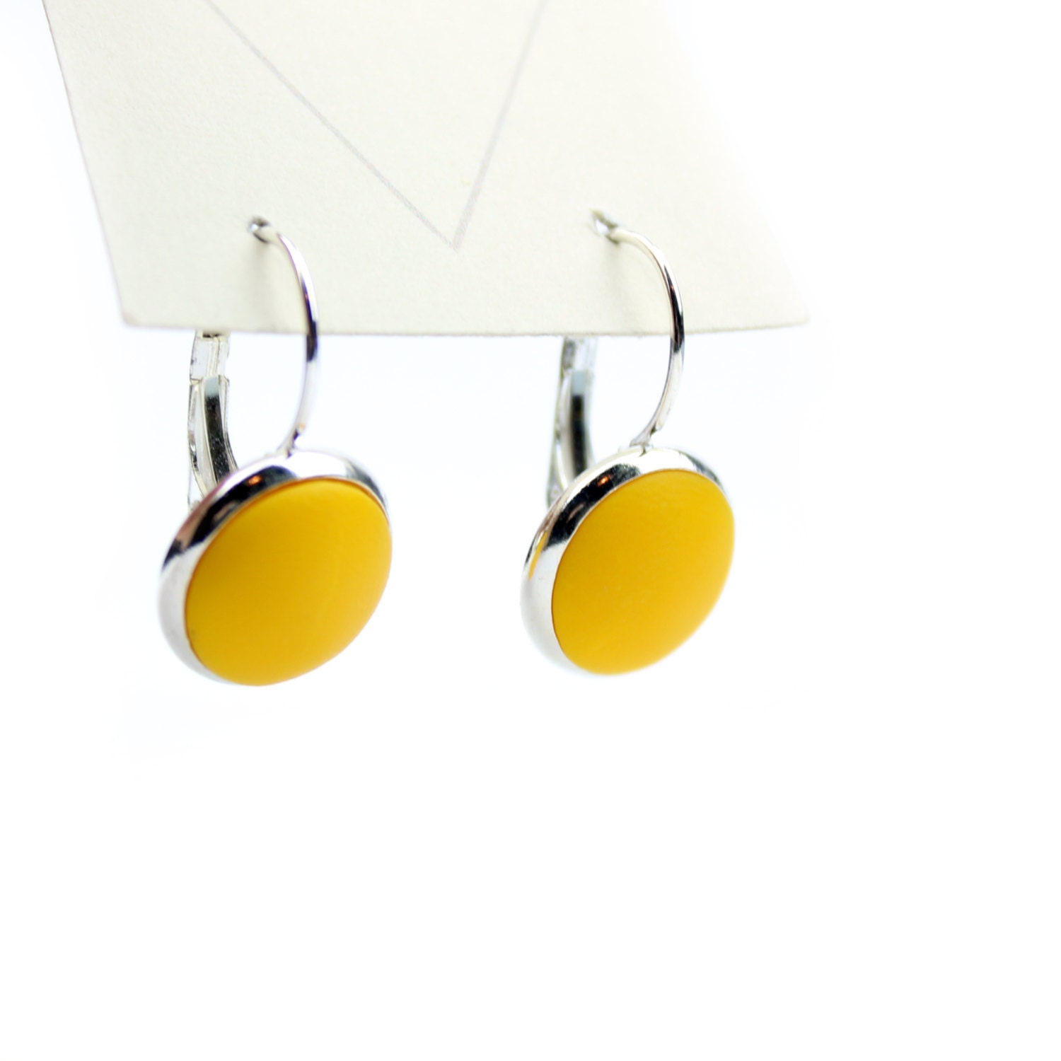 Mustard yellow drop earrings yellow lever back earrings Etsy