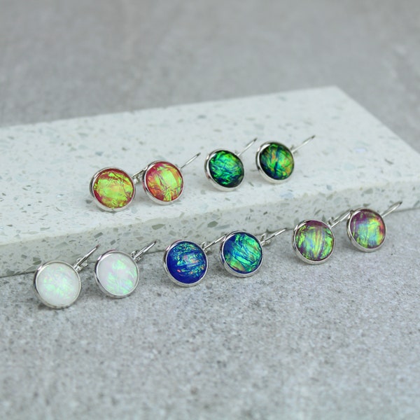 Iridescent Opal Lever back earrings, Resin Lever Back Earrings, Lightweight Lever Back Earrings, Iridescent Earrings, Colourful Lever Backs