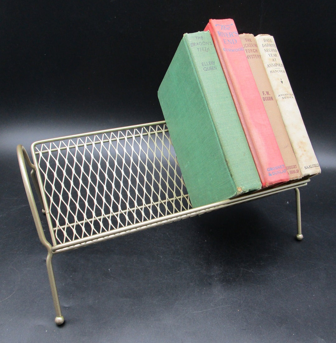 Vintage Restored Expanded Metal Wire Book Rack Shelf Mid Etsy