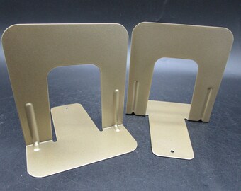 Vintage Metal Library Industrial Book Ends GOLD Powder Coat