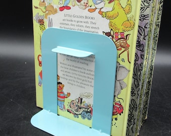 Vintage Metal Library Industrial Book Ends Aqua Blue Turquoise Powder Coat