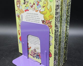 Vintage Metal Library Industrial Book Ends Lavender PURPLE Powder Coat