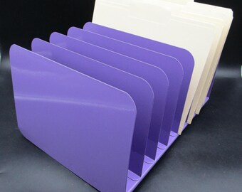 Vintage Industrial Desk File Organizer Tray: Powder Coated Lavender Purple, 8 Slots