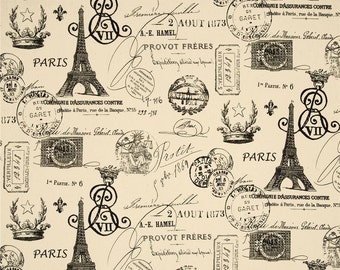 Puede incluir: Una tela beige con un patrón repetido en blanco y negro de la Torre Eiffel, sellos parisinos y escritura. El texto incluye "Paris", "1ere Partie, No. 6", "2 Aout 1773", "A.-E. Hamel", "Provot Freres", "Expediting silini ay boyuna", "LUCOMPAGNIE DASSURANCES CONTRE", "GARET", "cablie a Paris, rue de la Banque, N.16 293-510", "DA Monsieur Gabriel Cande", "SVERPILLEUX", "12.348", "CHAZELLES LYON", "Protit", "phe 1869", "ARIS", "DEPE MOT", "83", "VIL", "INGE", "2 AOUT", "SOVERPILLEUX", "12.348", "CHAZELLES LYON", "2015", "1 PARTIE, N° 6", "LUCOMINGNIE DASSURANCES CONTRE", "GARET", "Calie a Paris, rue de la Banque. N.16 293-510", "ANGE", "2015", "1 PARTIE, N° 6", "VIL", "PARIS", "31058", "Prstit", "phe 1869", "ARIS", "12", "DEPE MOT", "83", "VIL", "PARIS", "LUCOMPAGNIE DASSURANCES CONTRE", "GU", "GARET chalie a Paris, rue de la Banque, N", "INGE", "2 AOUT", "DAMaurious Gabriel Cande", "A.-E. HAMEL", "PROVOT FRÈRES", "Expiditiong silini ay boyuna", "SOVERPILLEUX", "12.348", "CHAZELLES LYON", "2015", "1 PARTIE, N° 6".
