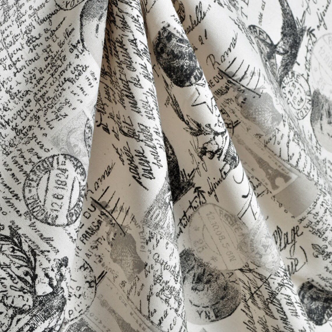 Upholstery Fabric Drapery Fabric French Script Fabric Paris Etsy