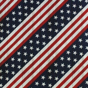 May include: Diagonal stripes of red, white, and blue with a woodgrain texture. The stripes are reminiscent of the American flag.