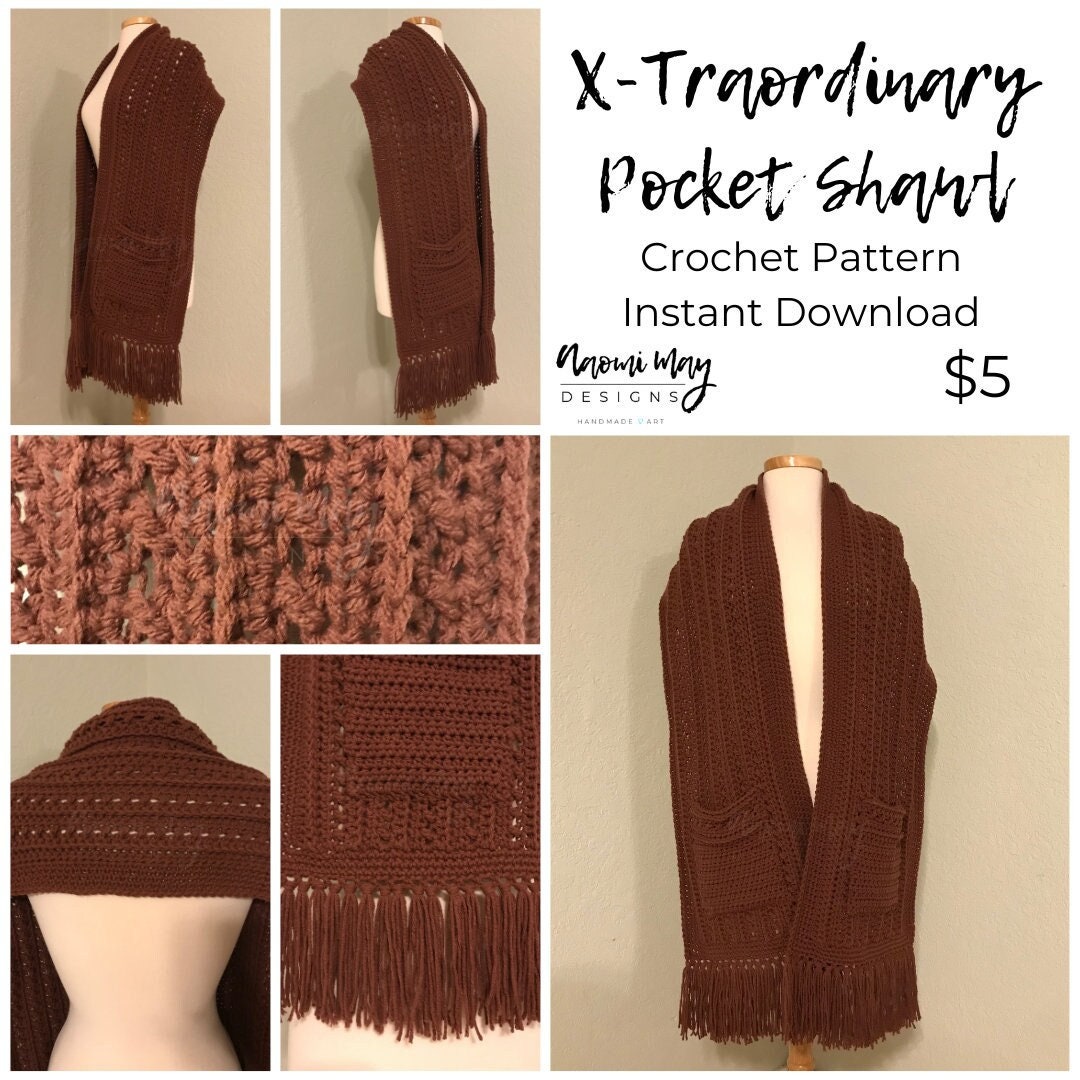 X-traordinary Pocket Shawl Crochet Pattern Instant Download - Etsy