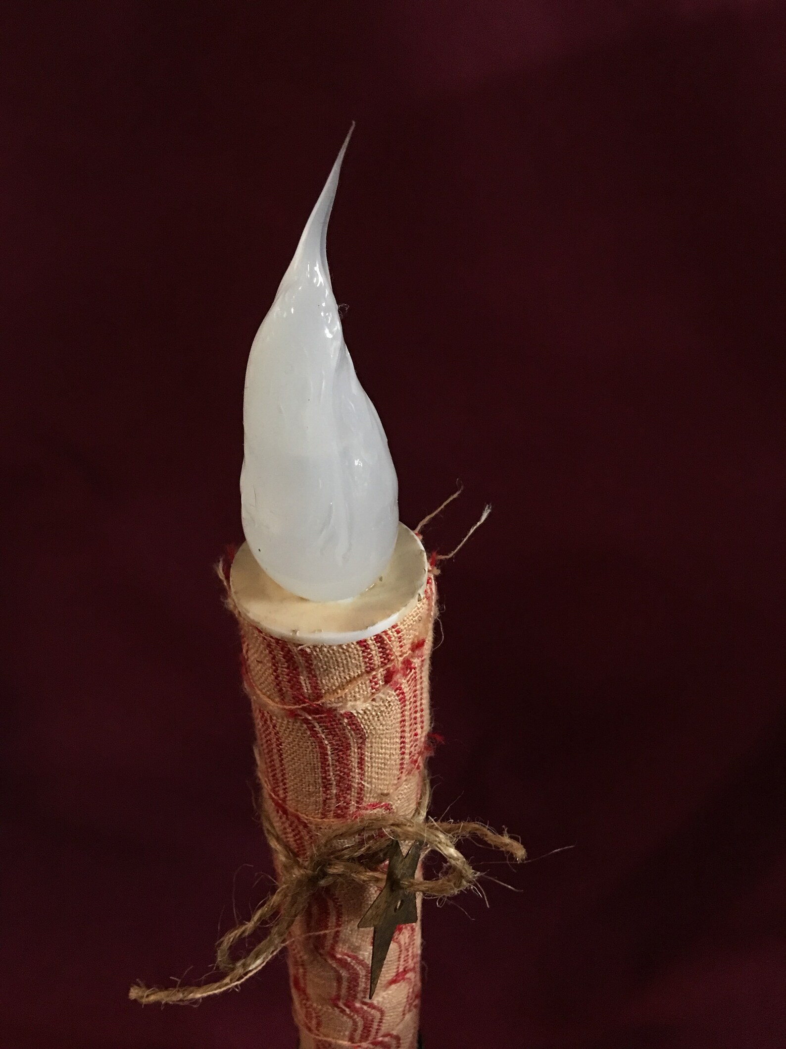 LED Flicker Candle Primitive Country Decor Homespun Wrapped Etsy