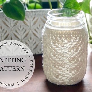 KNITING PATTERN | Mason Jar Cover (Leaves) - Quick knitting project