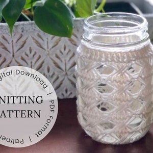 KNITING PATTERN | Mason Jar Cover (Macramé) - Quick Gift knitting project