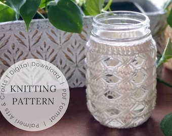 KNITING PATTERN | Mason Jar Cover (Macramé) - Quick Gift knitting project