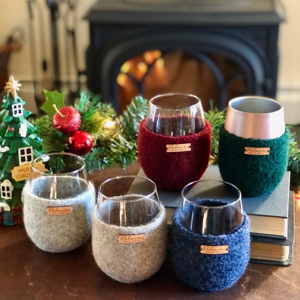 Knitting Pattern | Christmas Gift Knitting with tutorials - Wine Glass Koozie