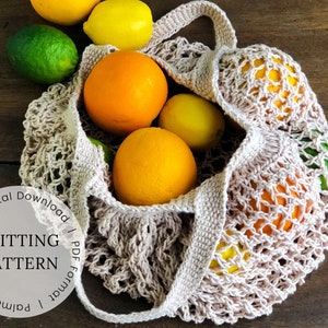 KNITING PATTERN | French Market bag, summer knitting project, mother&#39;s day gift knit
