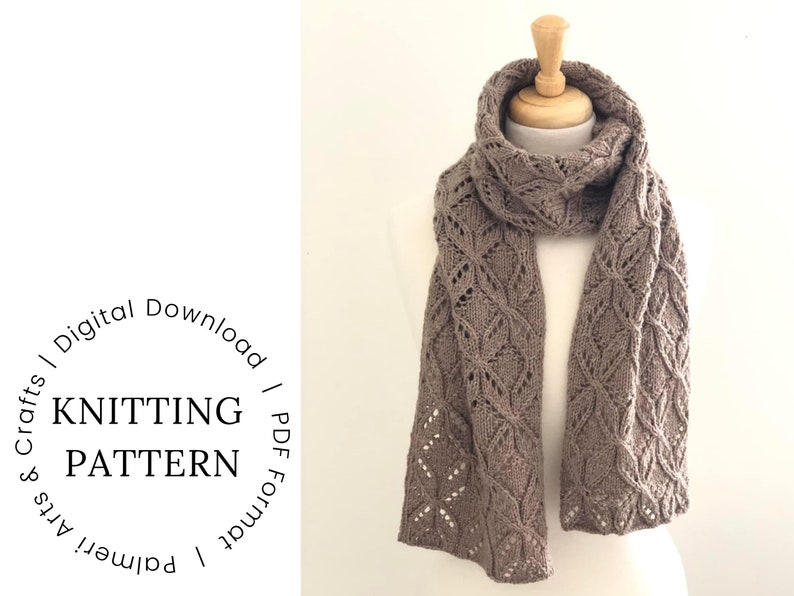 KNITING PATTERN Spring Lace Scarf, Love me Knot with free video tutorials image 1