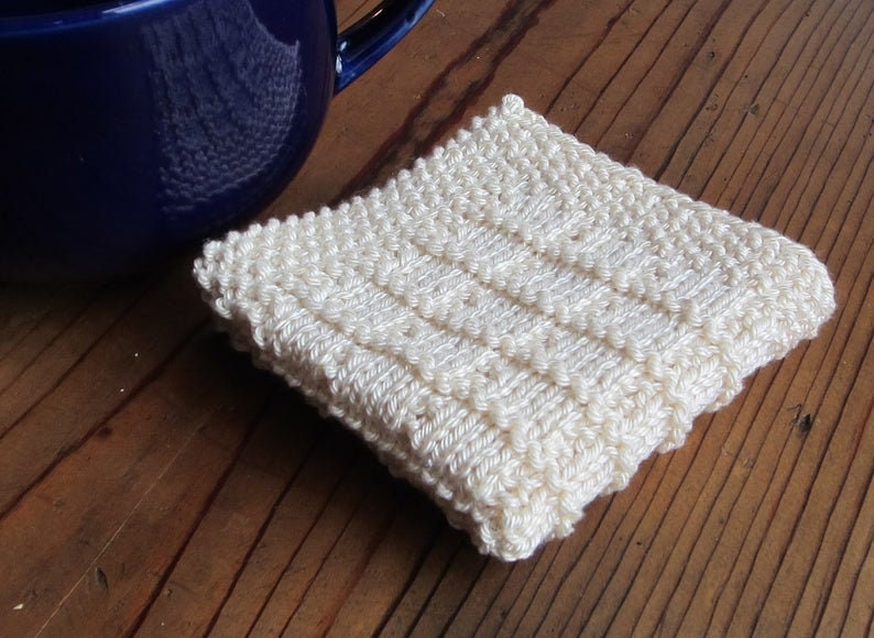 BEGINNER KNITING PATTERN Reusable Square Washcloth, Dishcloth, Spa Cloth Pattern image 3