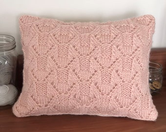 Hand knitted lace cushion, Cottagecore, Country living room décor, Cover with zip, Summer home decorations, Housewarming gift, Pillow Cover