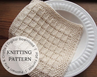 BEGINNER KNITING PATTERN | Reusable Square Washcloth, Dishcloth, Spa Cloth Pattern