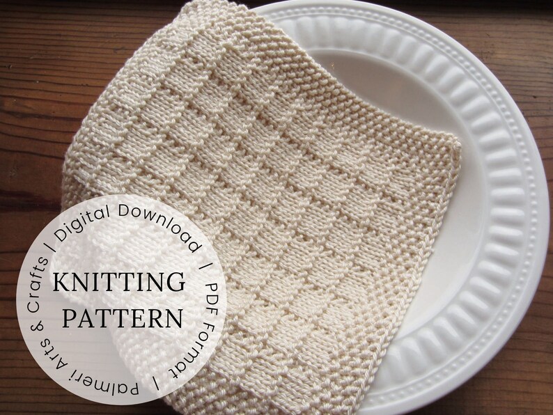 BEGINNER KNITING PATTERN Reusable Square Washcloth, Dishcloth, Spa Cloth Pattern image 1