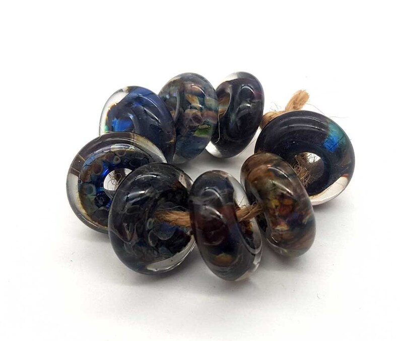 brown multicolor. Lampwork beads handmade Beads supplies jewelry Beads for jewelry making Murano beads Set beads Bead SRA Beads blue