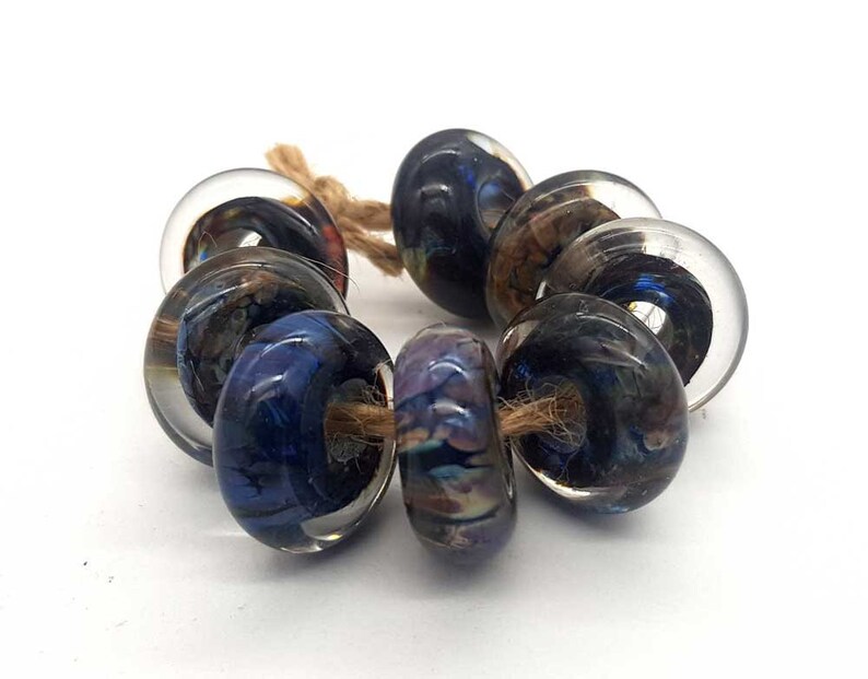 brown multicolor. Lampwork beads handmade Beads supplies jewelry Beads for jewelry making Murano beads Set beads Bead SRA Beads blue