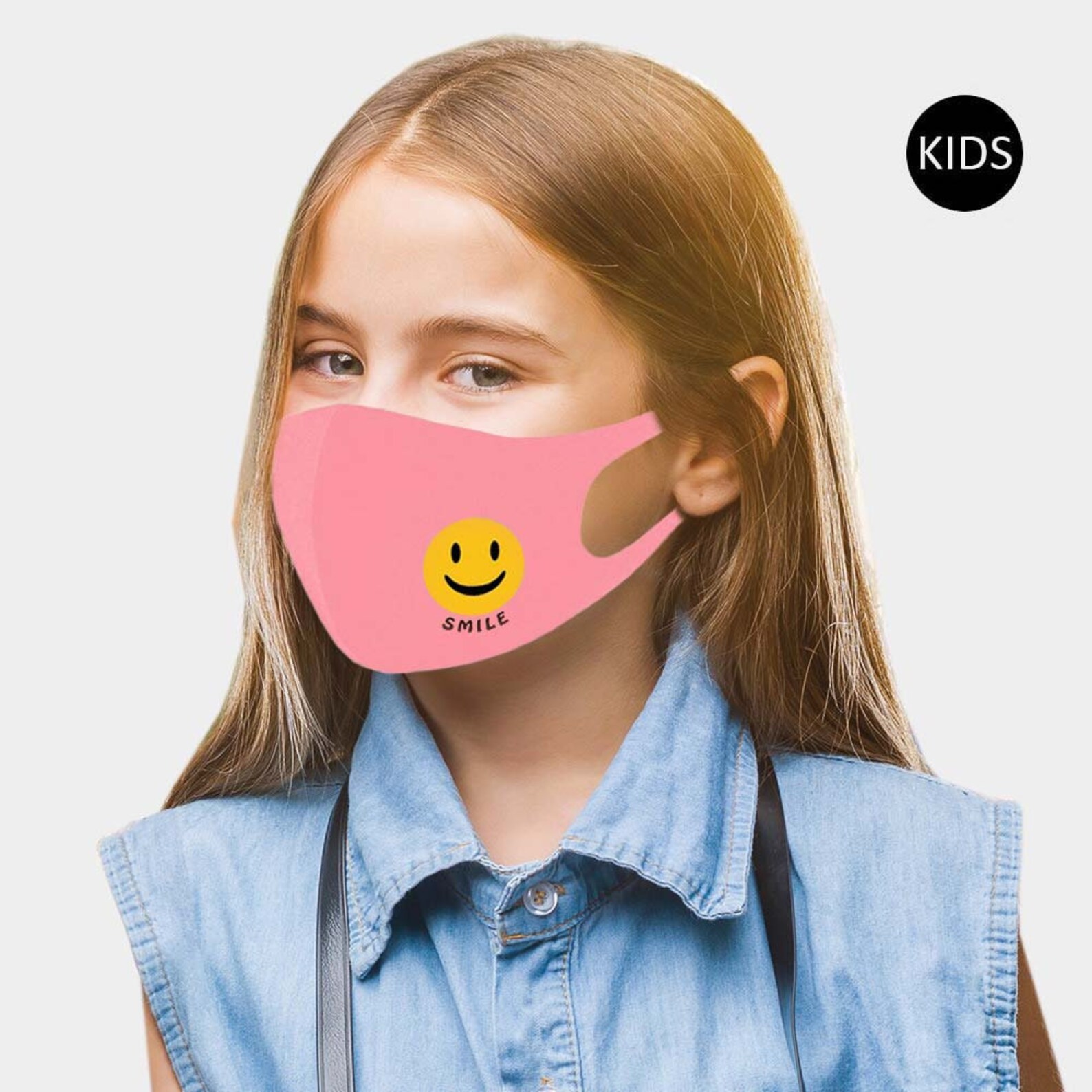 Kids Smile Emoji Face Mask Pink Etsy