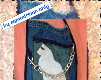 Personalized CELL PHONE POCKETS in recycled denim customized personalized; designer handcrafted,