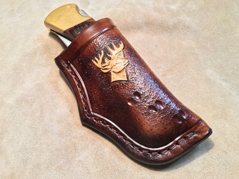 Custom Leather Sheath W/deer for Buck 110 Knife. Sheath Only Etsy