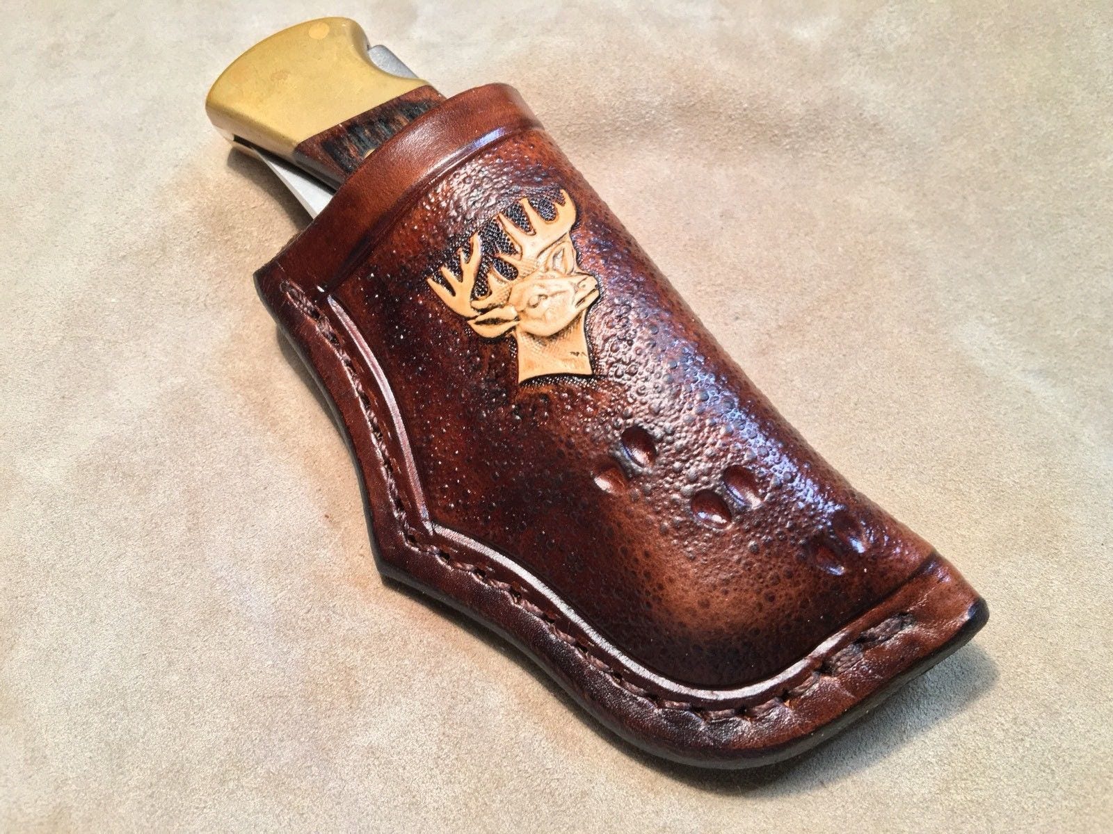 Custom Leather Sheath w/deer for Buck 110 knife. Sheath ONly Etsy