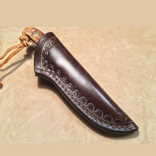 Custom Leather RH Knife Sheath that fits a Buck 113, Schrade PH2, or Size 6" knife. Sheath only!