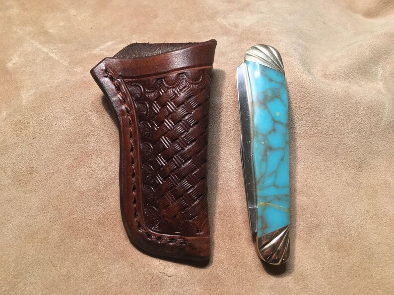 Custom Leather Knife Sheath/case for a 4 Trapper Knife. Etsy