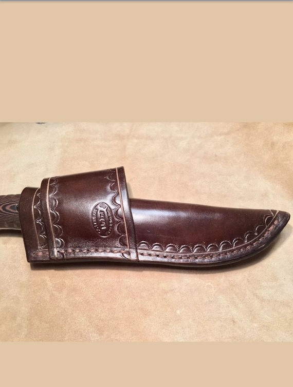 Custom Leather Crossdraw Sheath for Coyote Skinner S59 