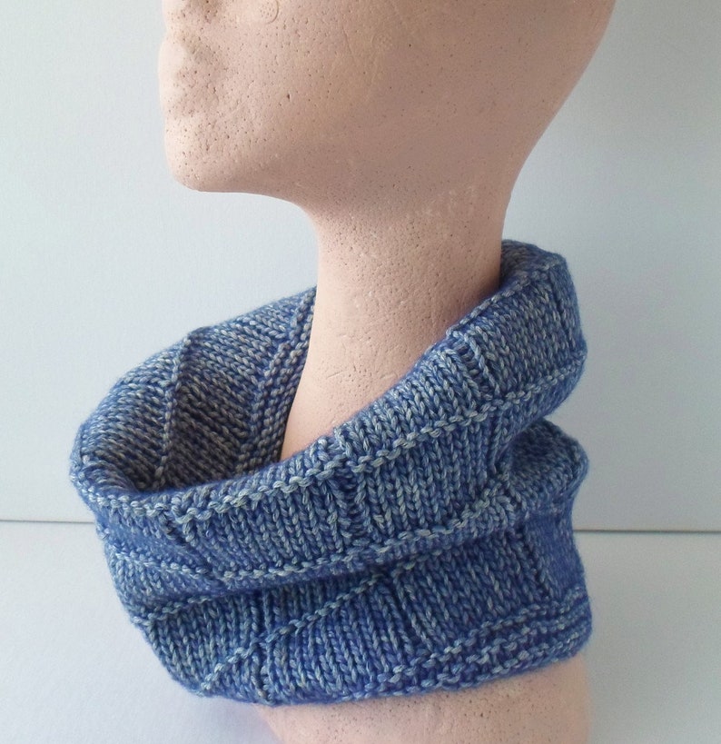 Blue Cowl or Circle Scarf Ready to Ship image 0