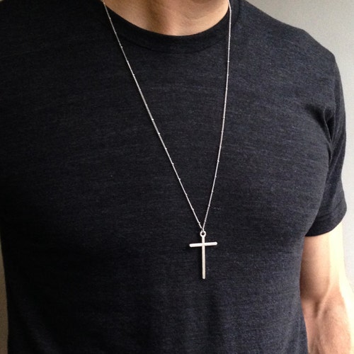 The ROSARY CROSS Necklace Large Simple Rosary Necklace Black - Etsy