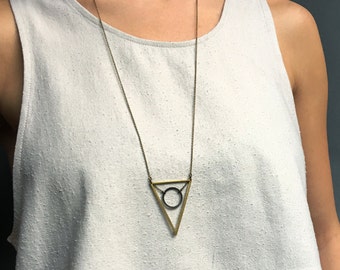 The SACRED GEOMETRY Necklace / Circle Triangle Necklace / Custom Long Geometric Necklace / Boho necklace / Bohemian Fringe