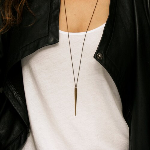 Spike Pendant Necklace Mens Necklace Unisex Long Necklace Etsy