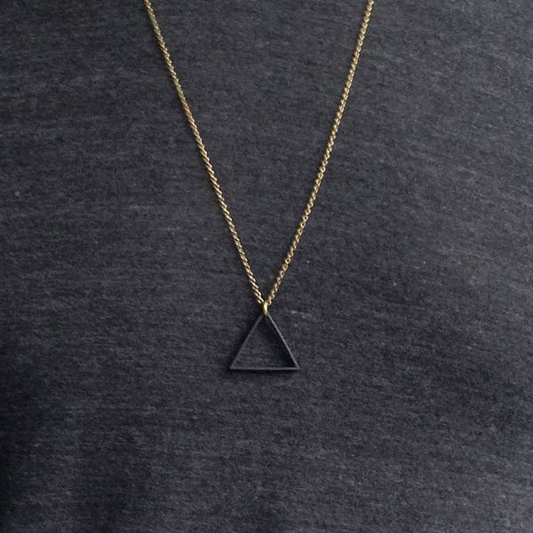 BLACK Balance Triangle-ketting, matzwarte hanger, unisex herenketting, lange ketting, vaderdagcadeau voor hem, boho-rand